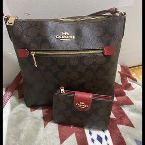 Coach Brown and Red Women's Bag Set